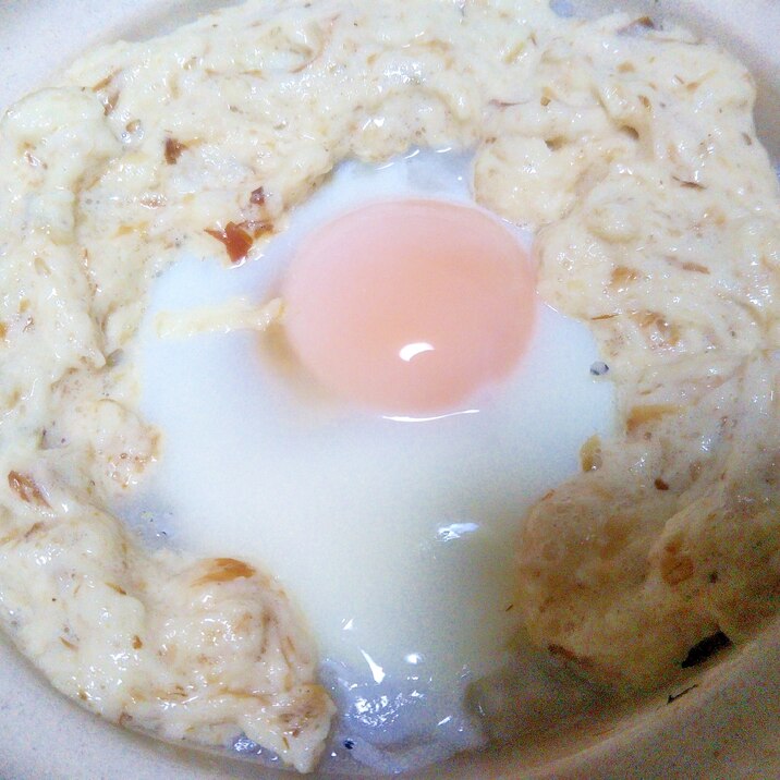 鰹節たっぷり♡とろろ卵しらす生姜おじや